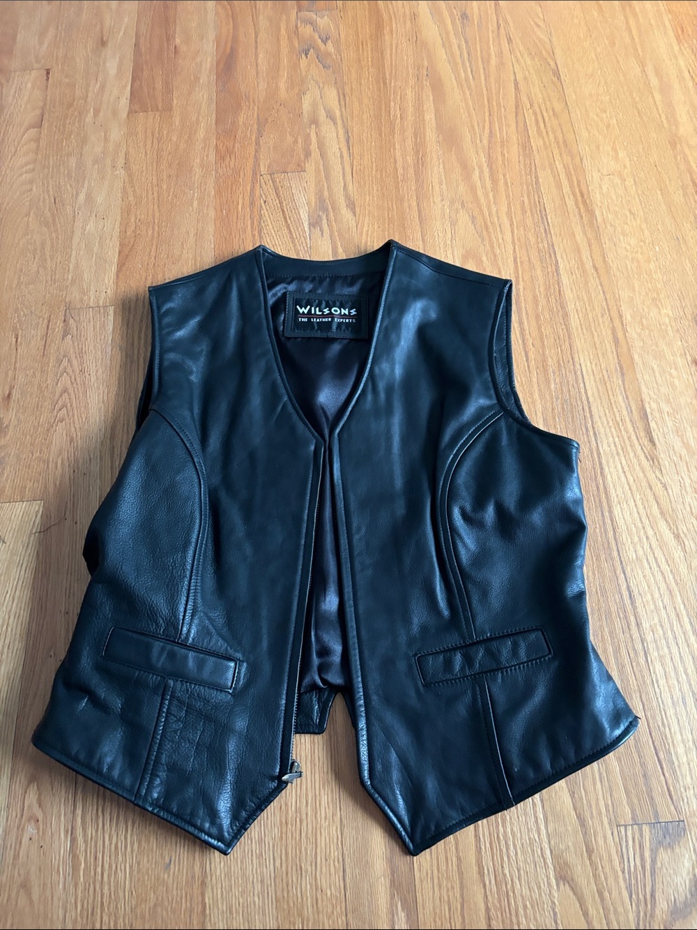 Wilson Black Leather Women's Vest with Front Flap Pockets